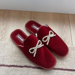 Larroude Crystal Velvet Slipper Slides